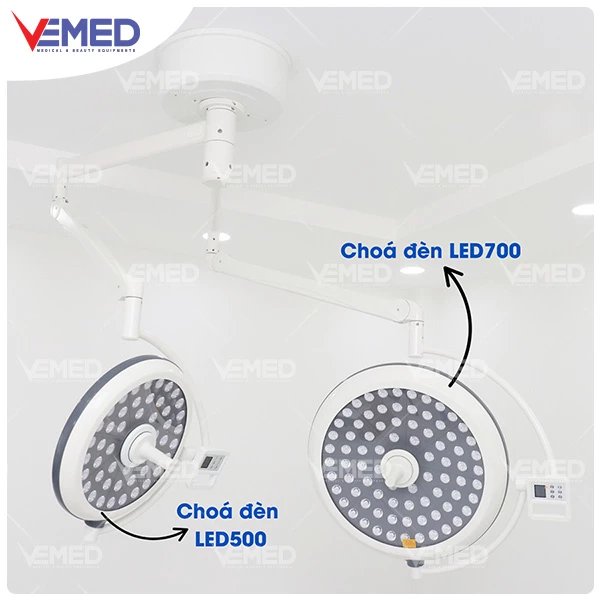 Đèn Mổ Treo Trần 2 Nhánh LED700/500 | VEMED Hà Nội