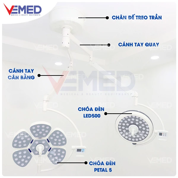 Đèn Mổ Treo Trần 2 Nhánh PETAL 5/LED500 | VEMED Hà Nội