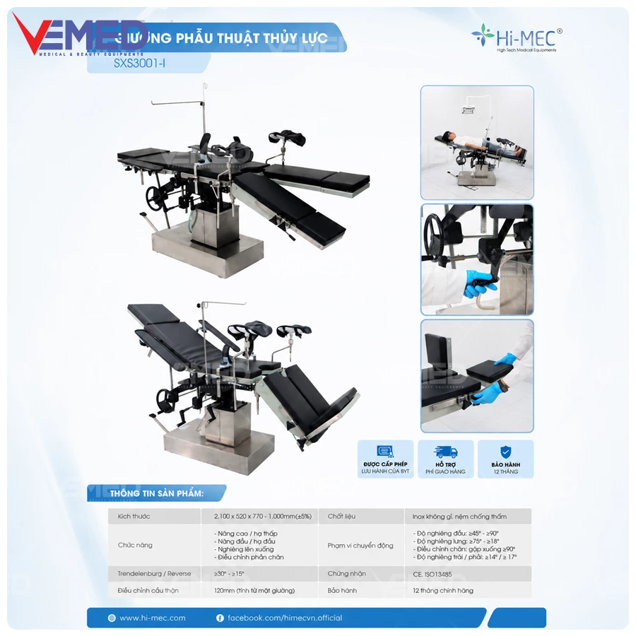 Catalog bàn mổ thủy lực Hi-MEC SB-802